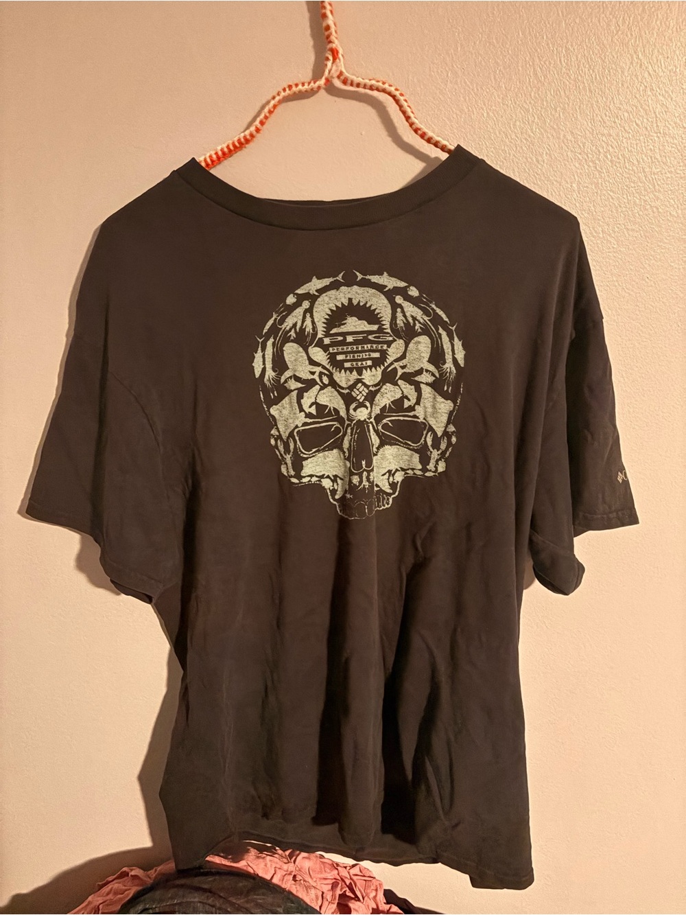 Columbia Black Short-Sleeve Tee with Light Green Skull Graphic PFG